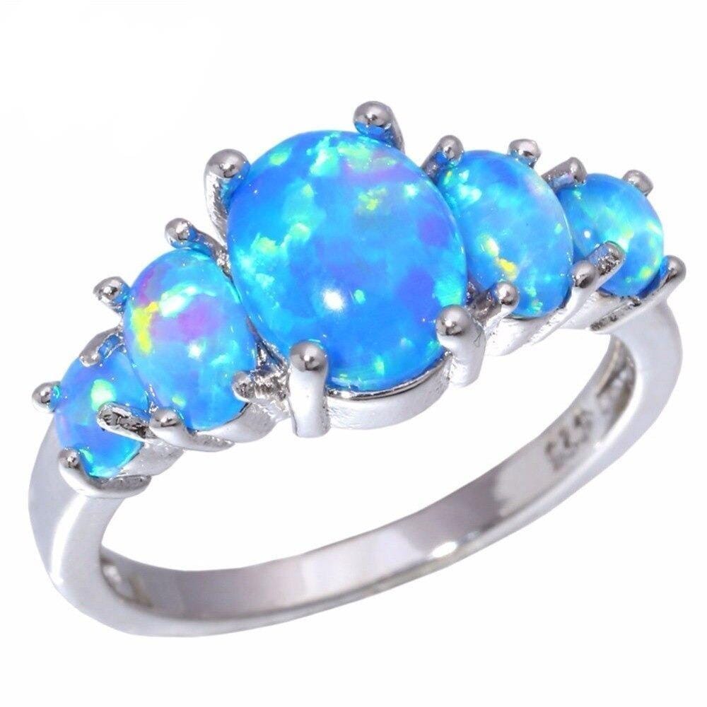 Blue Fire Opal Silver RingRing5