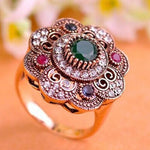 Emerald Flower Turkish Crystal RingRing7Green