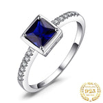 Square Created Blue Sapphire Solitaire Ring - 925 Sterling SilverRing6