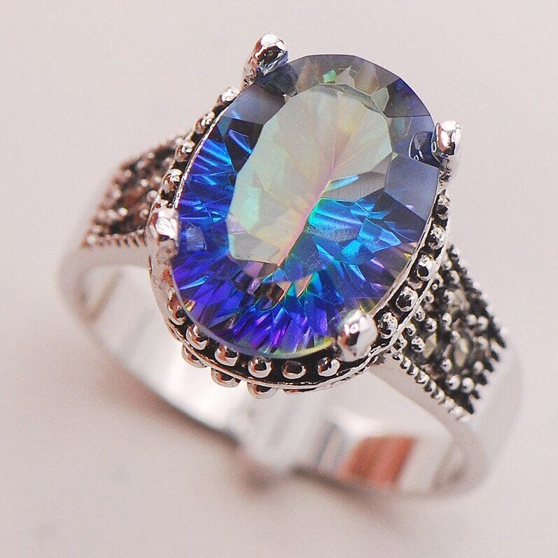 Lovely Rainbow CZ Sapphire Ring - 925 Sterling SilverRing6