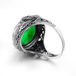 Natural Pearl Vintage Emerald Ring - 925 Sterling SilverRing