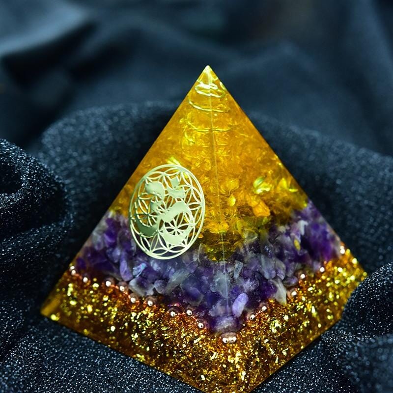 Orgone Pyramid Amethyst Citrine CrystalHealing Crystal5cm