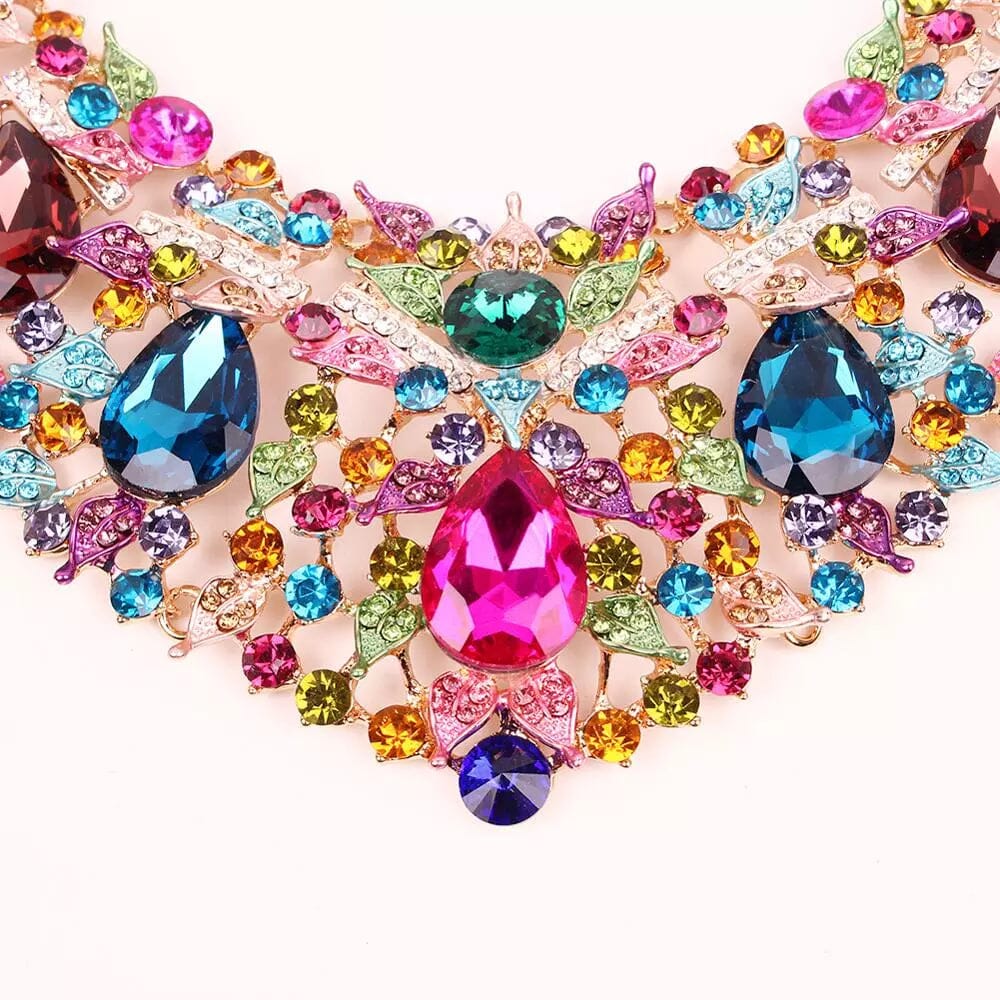 Luxury Multi Stone Set - Necklace, Earrings, Ring & BraceletJewelry Set