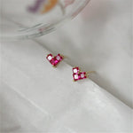 Light Luxury French Heart Ruby Stud Earrings - 925 Sterling SilverEarrings
