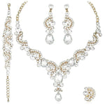 Blue Sapphire Necklace Earring SetEarrings4pcs Set White