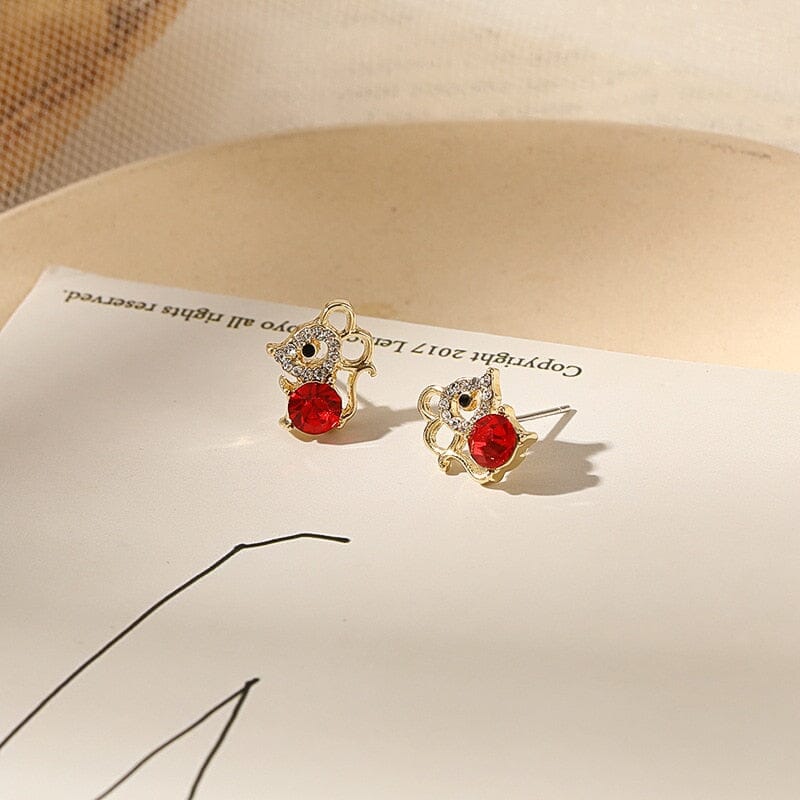 Mouse Shape Exquisite Fashion Ruby Stone Stud EarringsEarrings