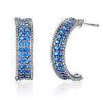Geometric Blue Opal Aquamarine Stud Earrings - 925 Sterling SilverEarrings