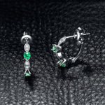 3 Stone Emerald Earrings - 925 Sterling SilverEarrings