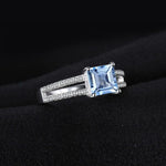 1.2ct Princess Square Cut Sky Blue Topaz Ring - 925 Sterling SilverRing