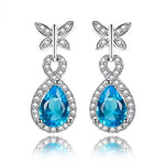 Butterfly Aquamarine Drop Earrings - 925 Sterling SilverEarrings