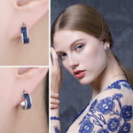 Fashion Created Blue Sapphire Stud Earrings - 925 Sterling SilverEarrings