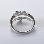 Heart Shape Inlaid Diamond Fashion Ring - 925 Sterling SilverRing