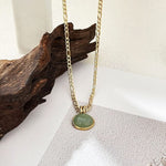 Elegant Oval Green Aventurine Ring and NecklaceRingnecklace-gold