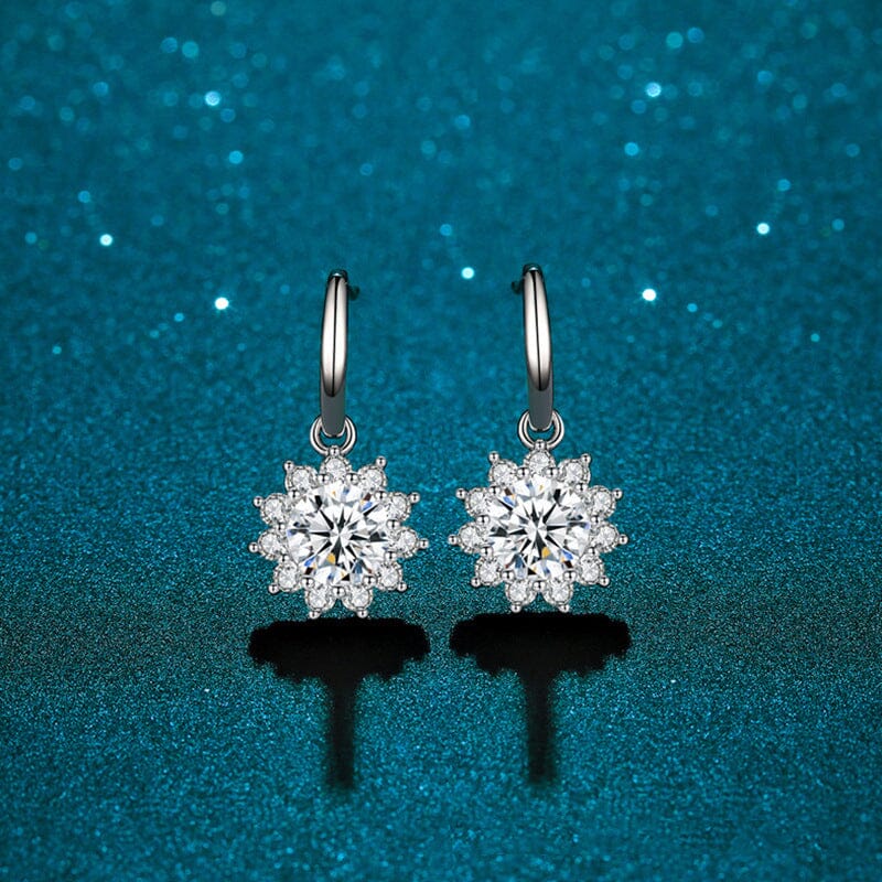Diamond Snowflake Drop Earrings - 925 Sterling SilverEarrings