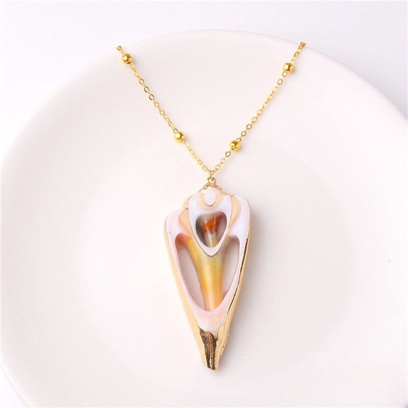 Boho Shell Necklace Sea Shell Chain Pendant NecklaceNecklace29 about 6.4cm