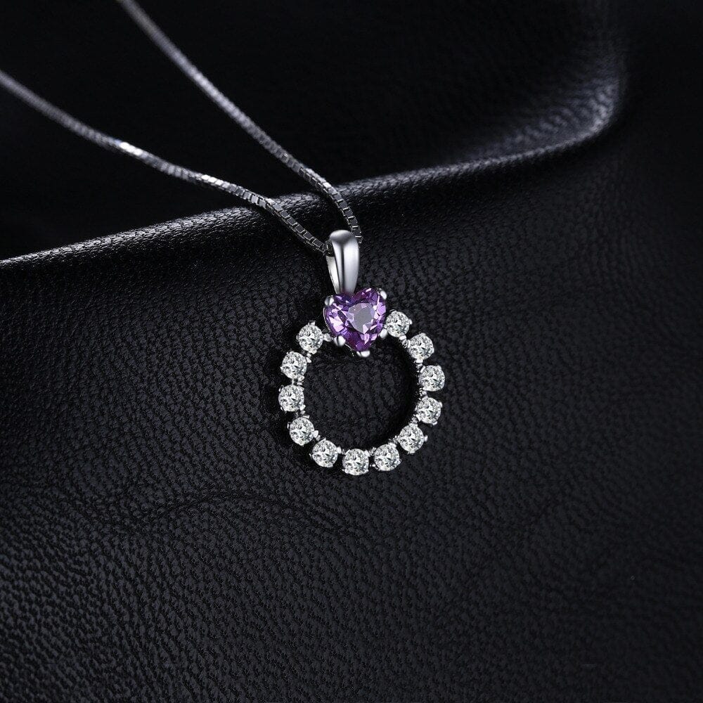 Love Heart Created Alexandrite Sapphire Silver Pendant ( Jewelry No Chain )Pendant