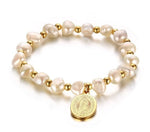 Stainless Steel Virgin Mary WWJD Pearl BraceletBracelet