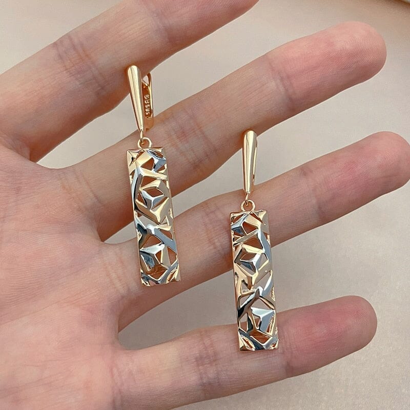 Silver and Rose Gold Geometric Hollow EarringsEarrings