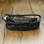4Pcs/Set Braided Wrap Leather Bracelets for MenBraceletSet 8