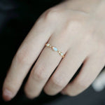 14K Gold Plated Fashion Luxury Design Natural Opal Resizable Ring - 925 Sterling SilverRing