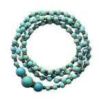 Classic Turquoises Stones Beaded Elastic Strands NecklaceNecklace