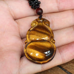 Tiger Eye Stone Carved Lucky Energy NecklaceNecklace
