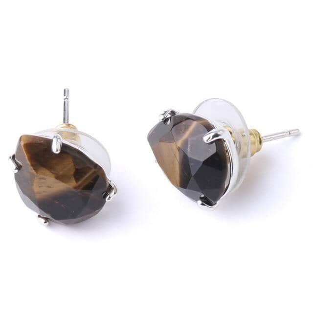 Natural Stones Water Drop Shape Stud EarringsEarringsTiger Eye