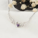 Angel Heart Amethyst Gemstone Pendant NecklaceNecklace