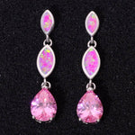 Charm Pink Fire Opal Rose Quartz Drop EarringsEarrings