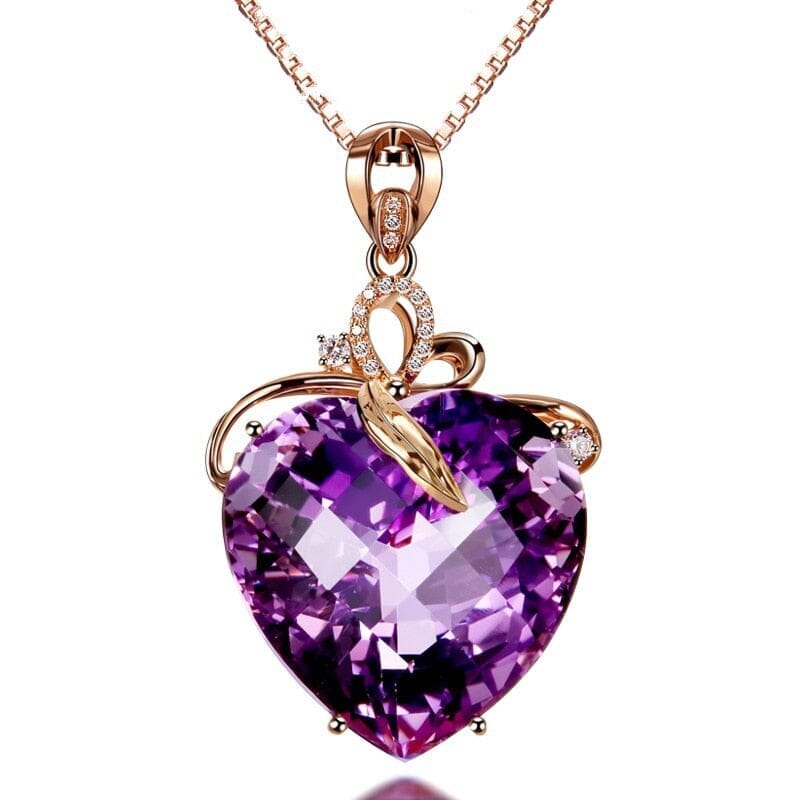 Romantic Violet Heart Amethyst Pendant NecklaceNecklace