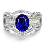 Oval Cut Created Sapphire Infinity Ring - 925 Sterling SilverRing