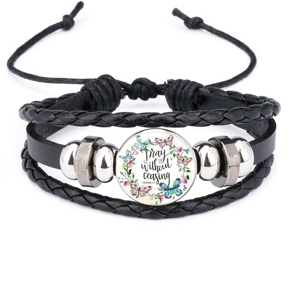 Scriptures Proverbs Charm Leather Wrap Bangle BraceletBracelet5