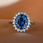 Trendy Sapphire Flower Opening Ring - 925 Sterling SilverRing