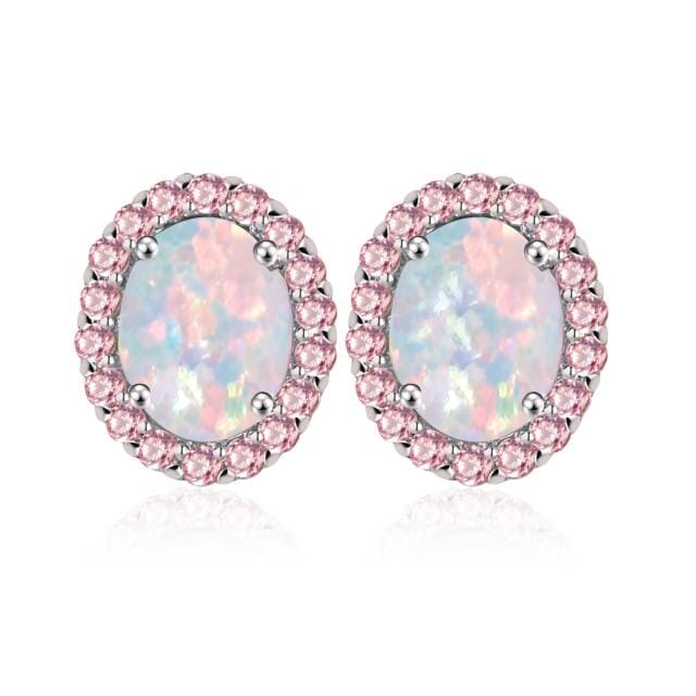 Exquisite Pink White Fire Opal Pink Topaz EarringsEarringsOH4892