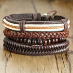 4Pcs/Set Braided Wrap Leather Bracelets for MenBraceletSet 5