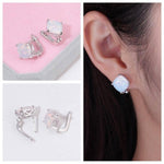 Minimalist White Fire Opal Stud EarringsEarrings