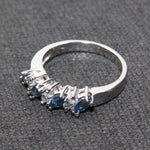 Genuine Marquise-Cut Sapphire Ring - 925 Sterling SilverRing