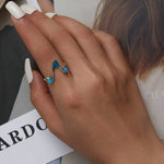 Ocean Series Blue Opal Geometric Ring - 925 Sterling SilverRing