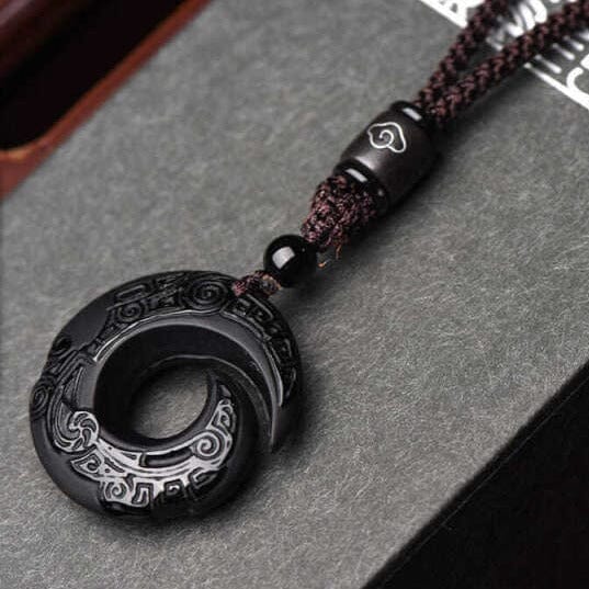Obsidian Raw Stone Crafts NecklaceNecklaceLanyard Style
