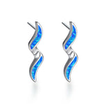 White and Blue Fire Opal Wedding Stud EarringsEarringsSilver Blue