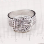 Full Tiny Austrian Crystals Shiny Belt Ring - 925 Serling SilverRing