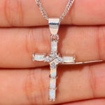 Fire Opal Cross NecklaceNecklace