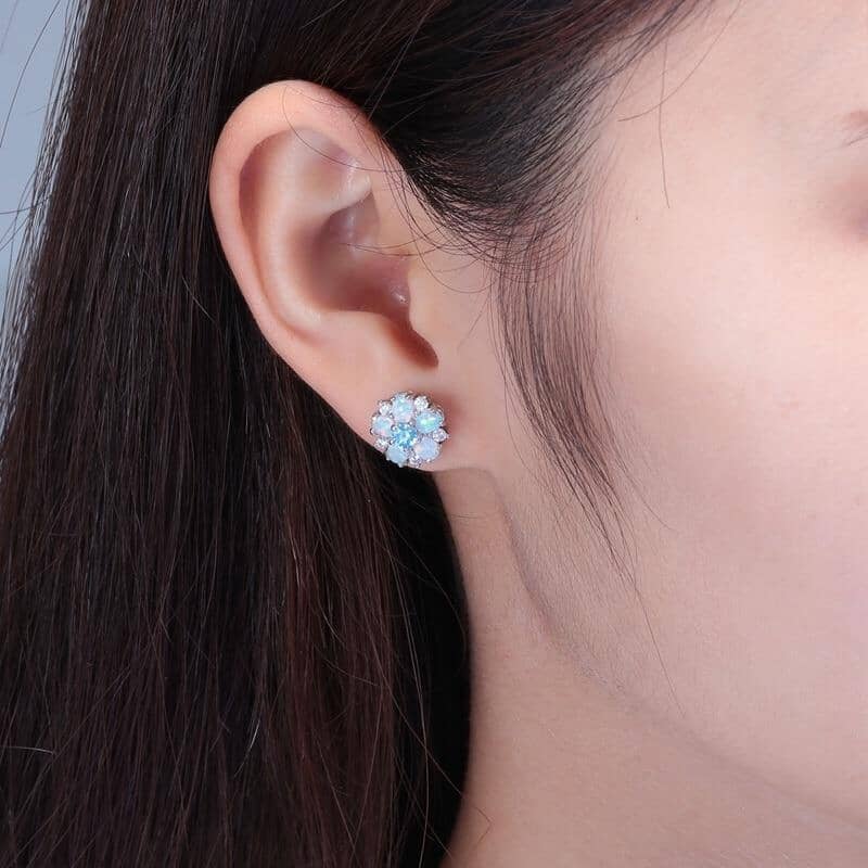 White Fire Opal Stud EarringsEarrings