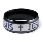 Stainless Steel Black, Gold and Silver Color WWJD Jesus Cross RingRing