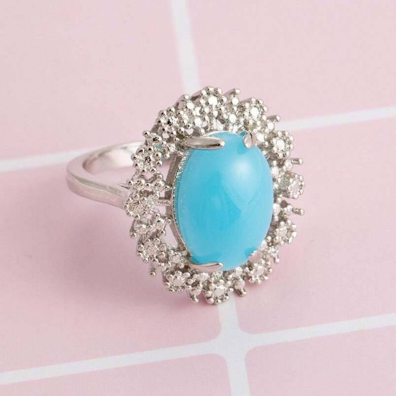Romantic Blue Opal Stone Ring - 925 Sterling SilverRing
