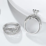 2pcs Natural Elegant Diamond Ring - 925 Sterling SilverRing