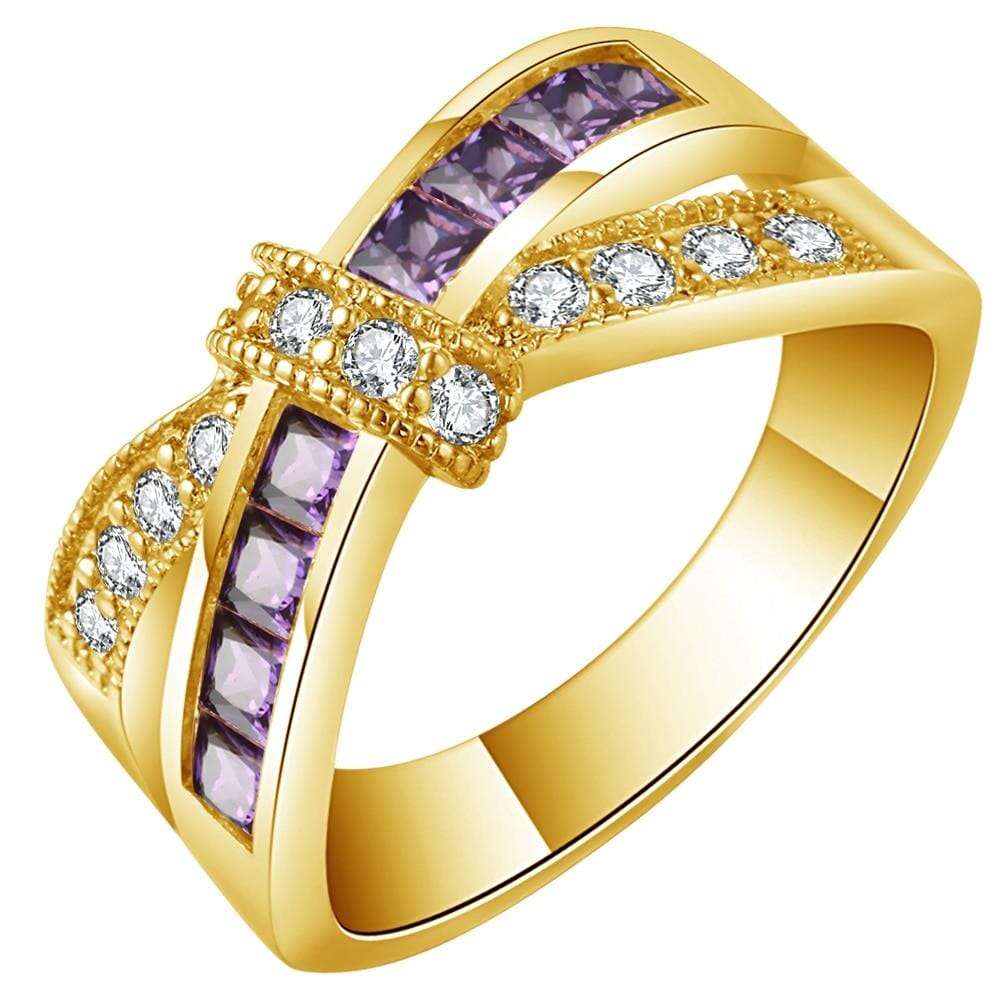 Amethyst Cross Purple Pink RingRing11Gold Purple