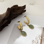 Elegant Oval Green Aventurine Ring and NecklaceRingearrings-gold