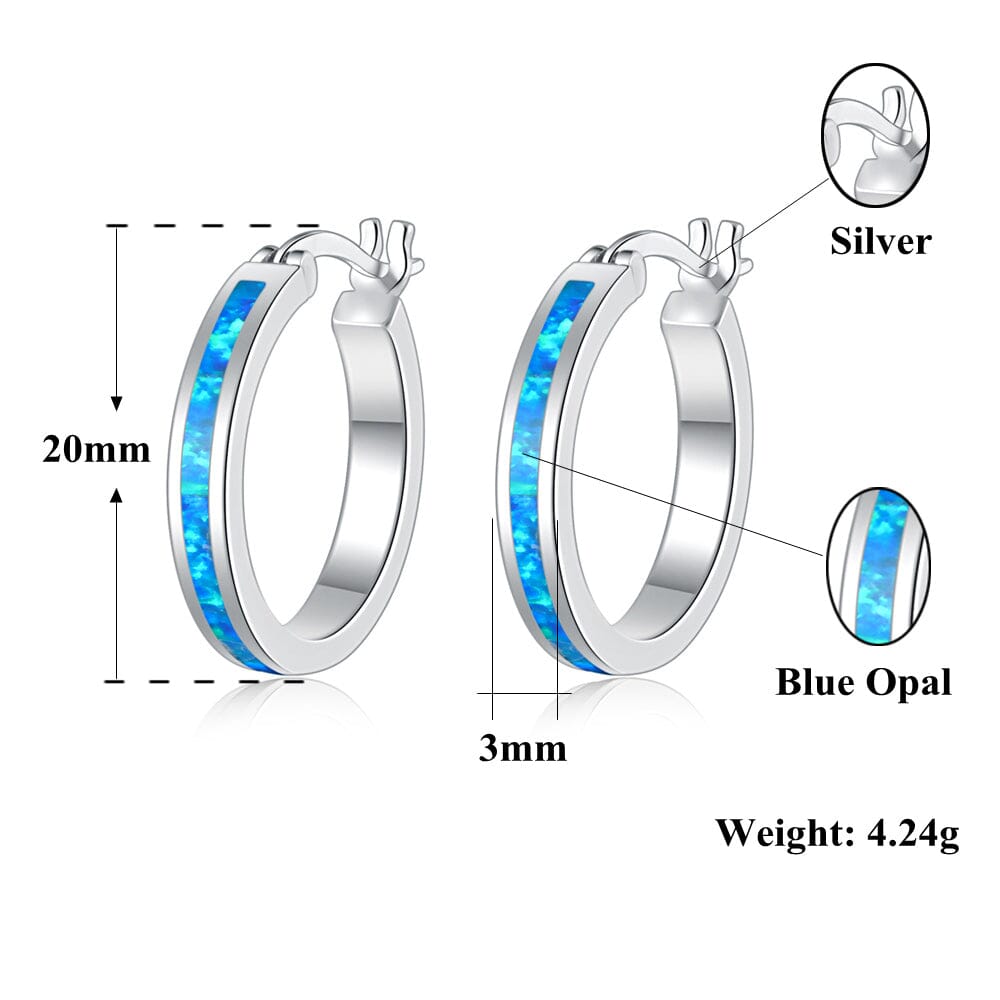 White and Blue Fire Opal Stud EarringsEarrings