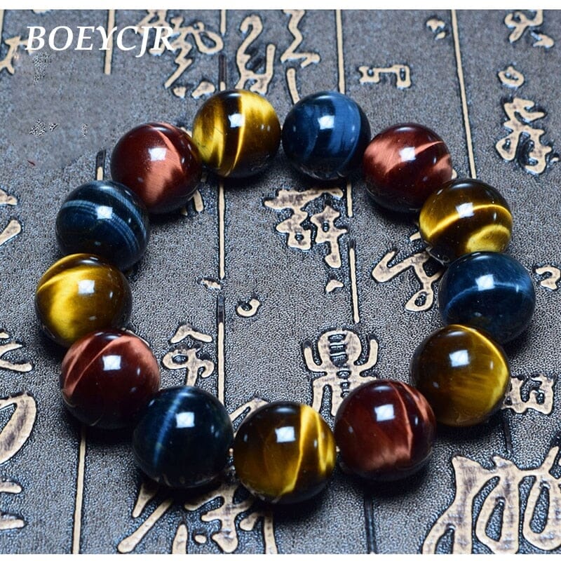 Red, Blue and Yellow Tiger Eyes Natural Stone BraceletsBracelet8mm beads